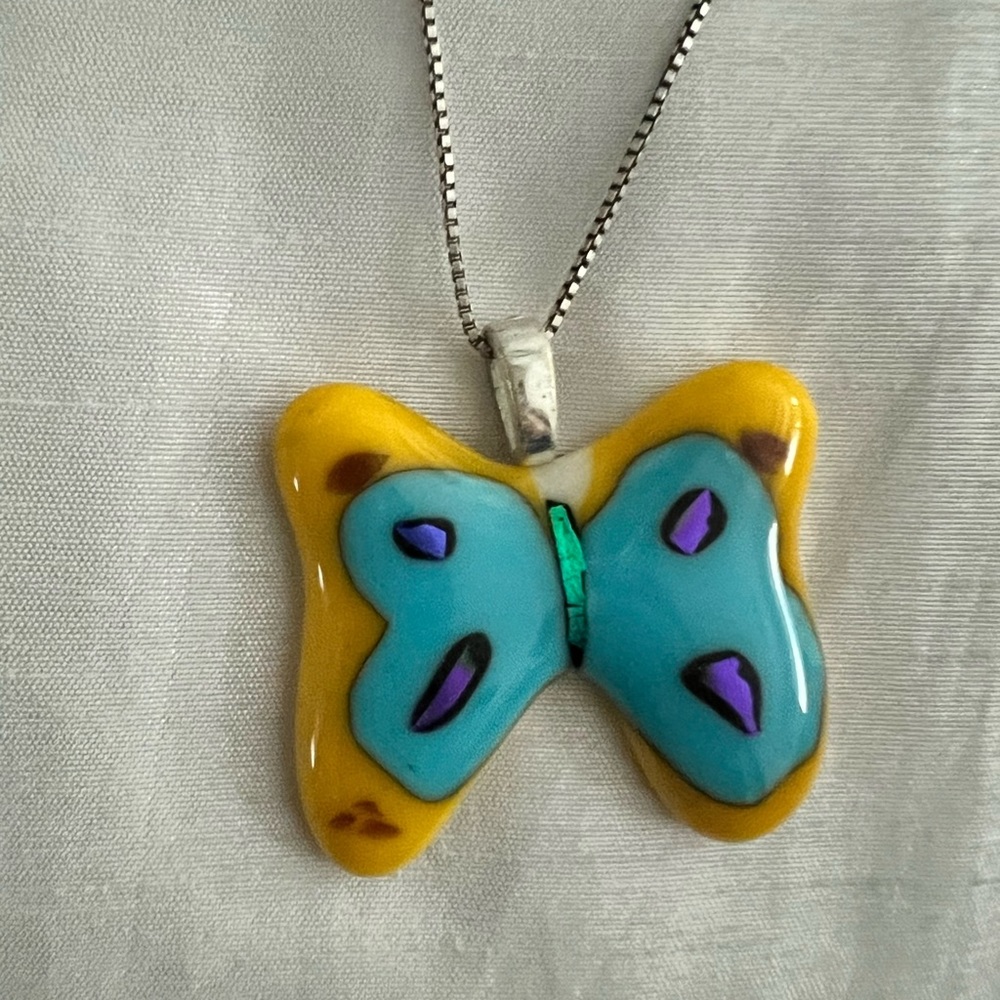 Blown glass pendant and earrings